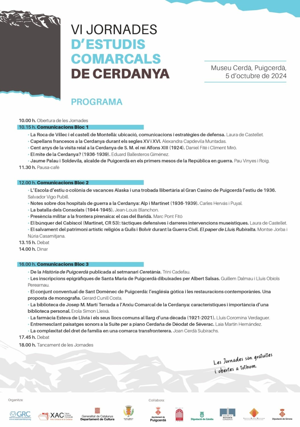 VI Jornades d'Estudis Comarcals de Cerdanya