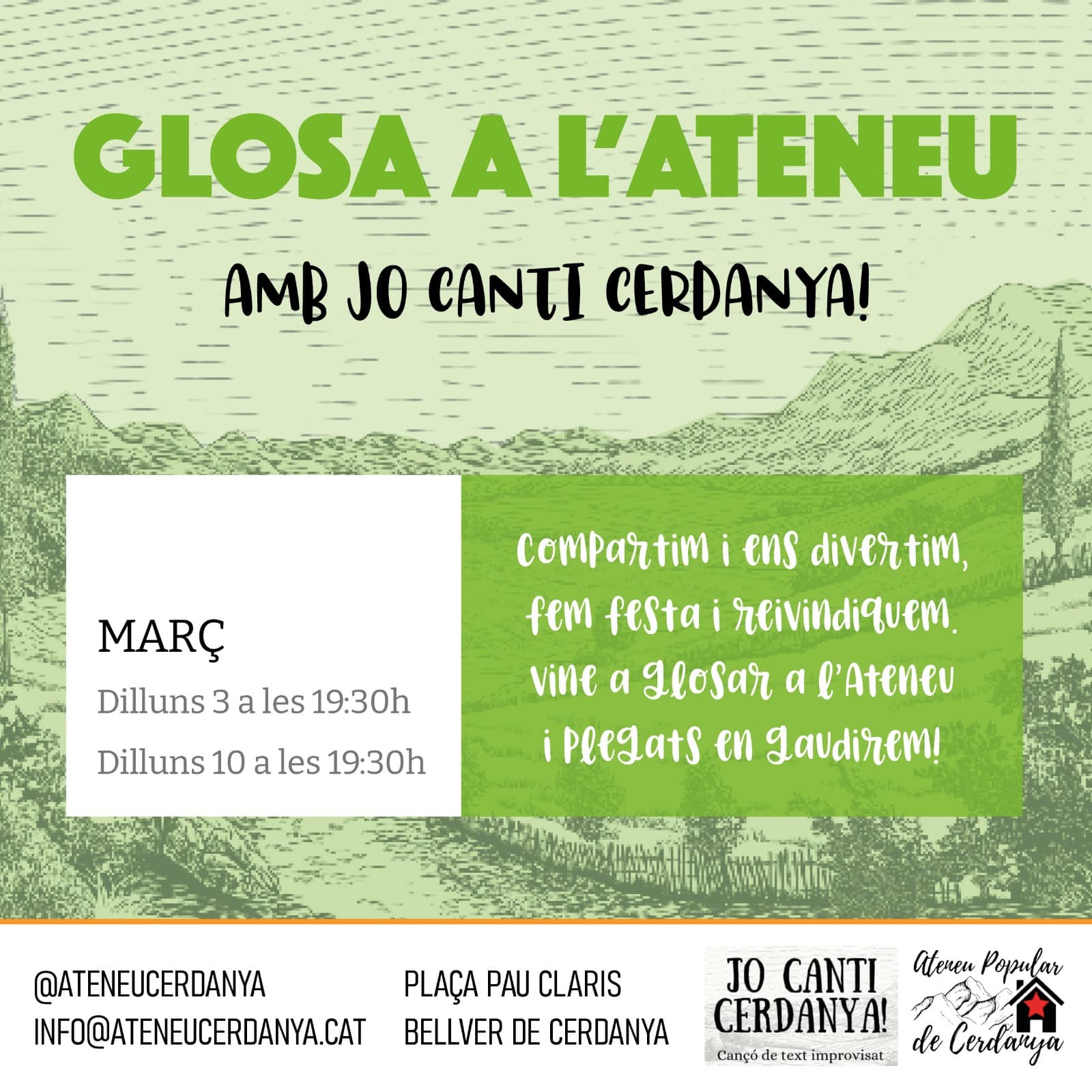 Veniu a glosar amb la cançó de text improvisat i la colla "Jo canti Cerdanya!"