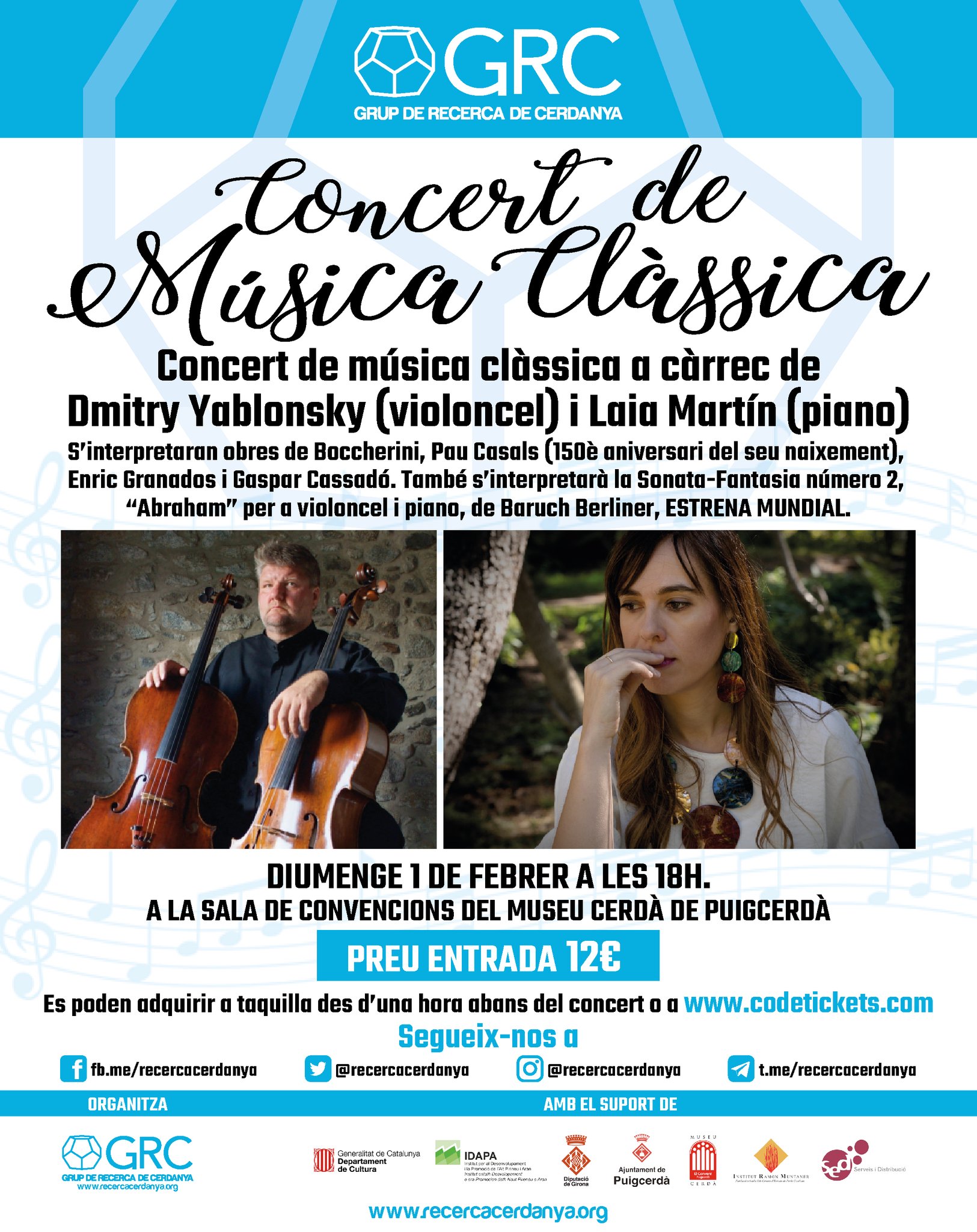 Concert de música clàssica a càrrec de Dmitry Yablonsky (violoncel) i Laia Martin (piano)
